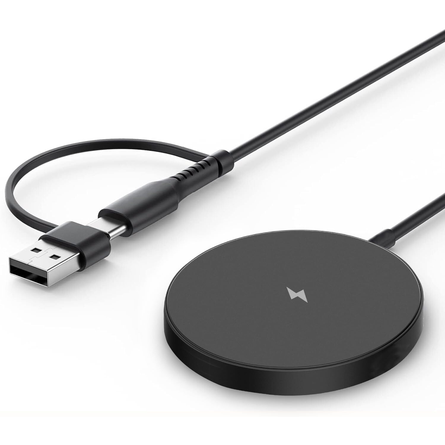 UNIGEN Magtec 100 15W Mag-Safe Magnetic Wireless Charger Fast Charging Compatible with iPhone 16/16 Plus/16 Pro/16 Pro Max,15/15 Plus/15 Pro/15 Pro Max,14/13/12 Series All Qi-Enabled Devices-Black