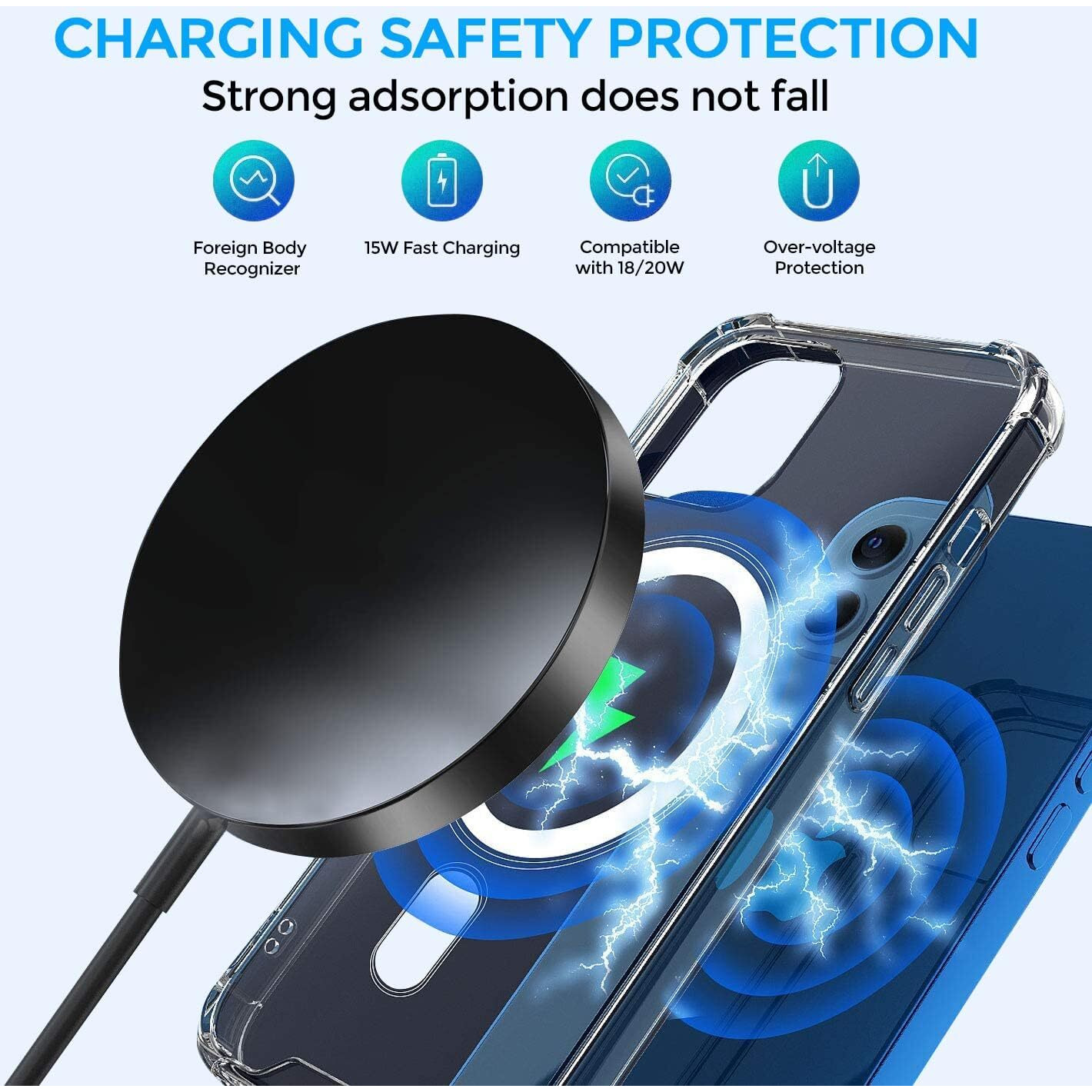 UNIGEN Magtec 100 15W Mag-Safe Magnetic Wireless Charger Fast Charging Compatible with iPhone 16/16 Plus/16 Pro/16 Pro Max,15/15 Plus/15 Pro/15 Pro Max,14/13/12 Series All Qi-Enabled Devices-Black