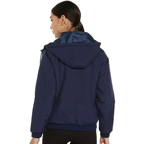 Qube By Fort Collins Women's Polyester Short Length Parka Coat (V84301AZ_Denim Large)