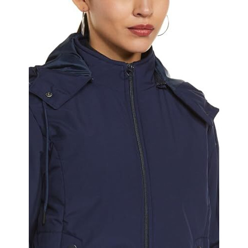 Qube By Fort Collins Women's Polyester Short Length Parka Coat (V84301AZ_Denim Large)