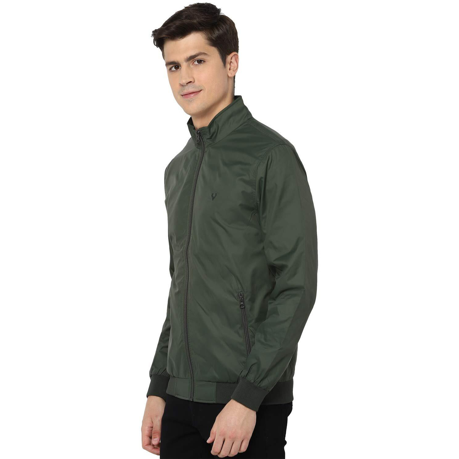 Allen Solly Men's Polyester A-Line Coat (ASJKOBOPY84400_Green_Medium)