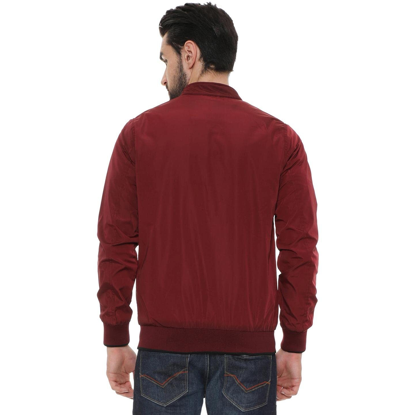 Allen Solly Men's Polyester Blouson Jacket (ASJKOBOPW74925_Maroon_Medium)