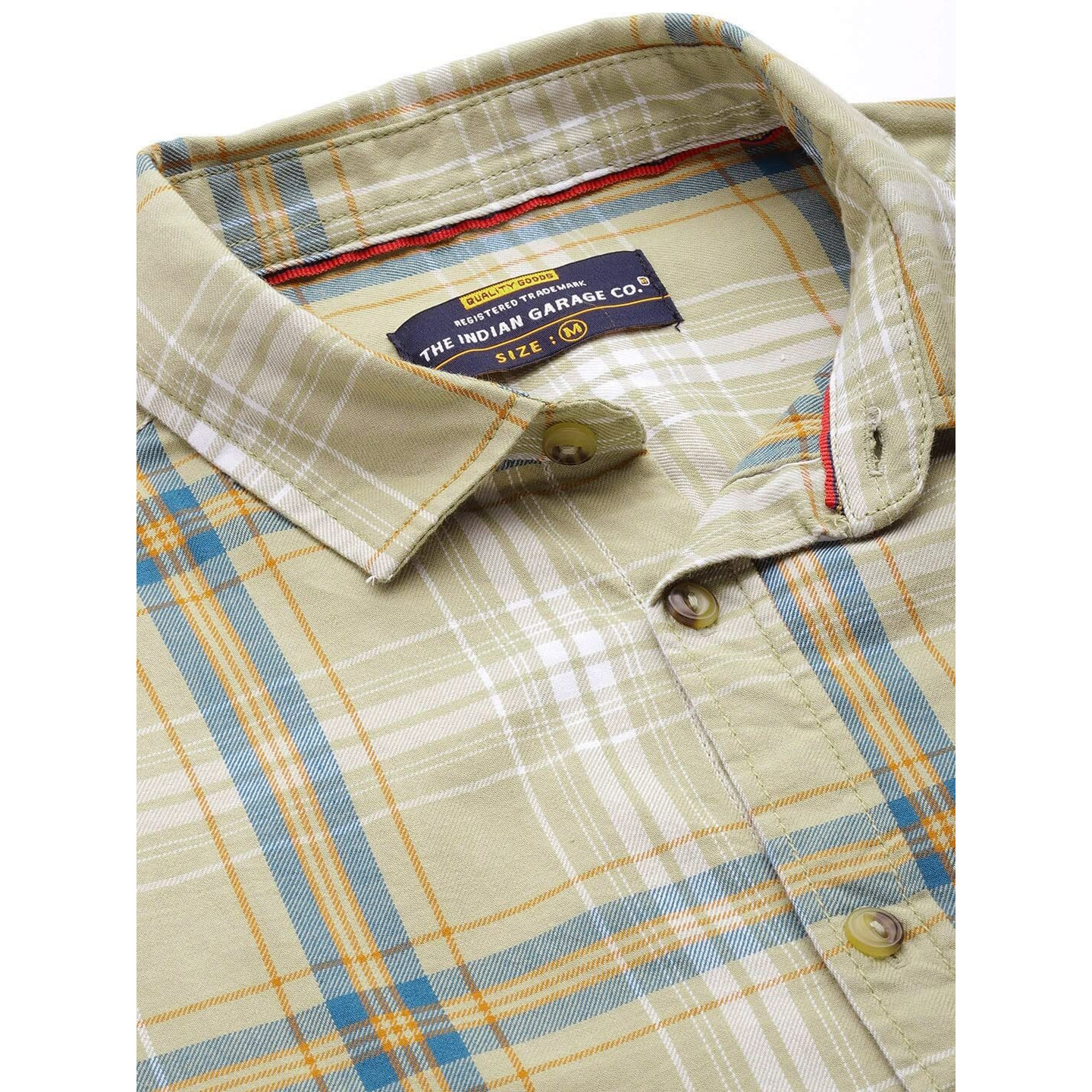 The Indian Garage Co Adult Men's Regular Fit Shirt (0721-SH95-10_Green M)