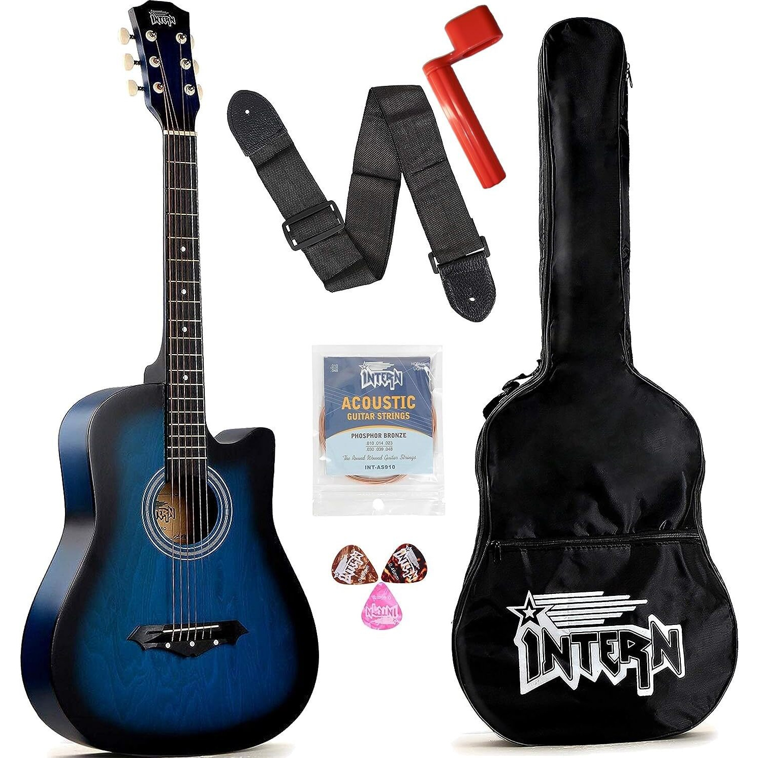Intern INT-38C Acoustic Guitar Kit (Blue)