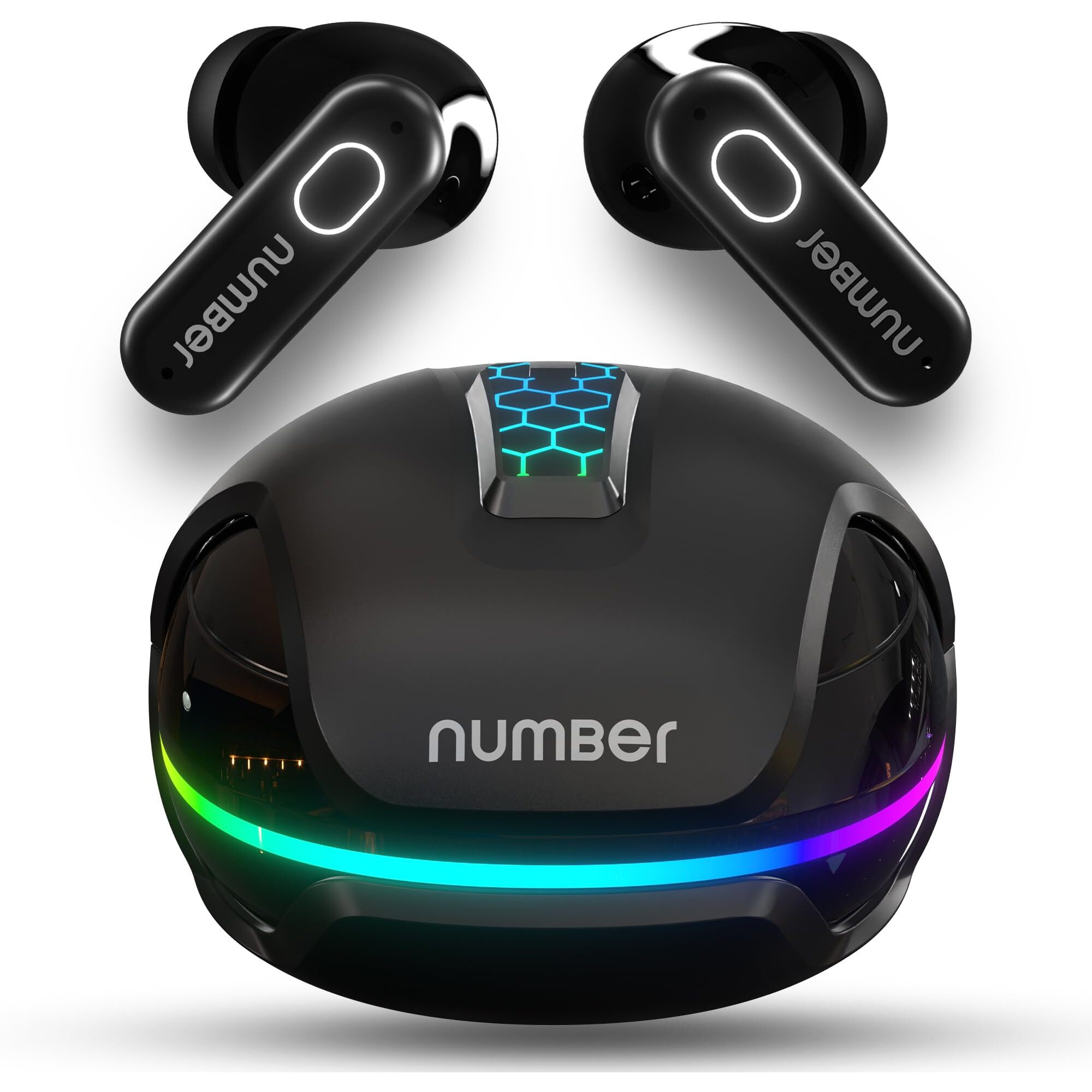 numBer Super Buds 999 ANC Truly Wireless in Ear Earbuds with 40db Active Noise Cancellation, 55H Playtime, Dual Pairing Ear Buds, 35ms Low Latency, 12.4mm Speakers, 4Mic ENC, BT5.3, IPX5 (Steel Black)