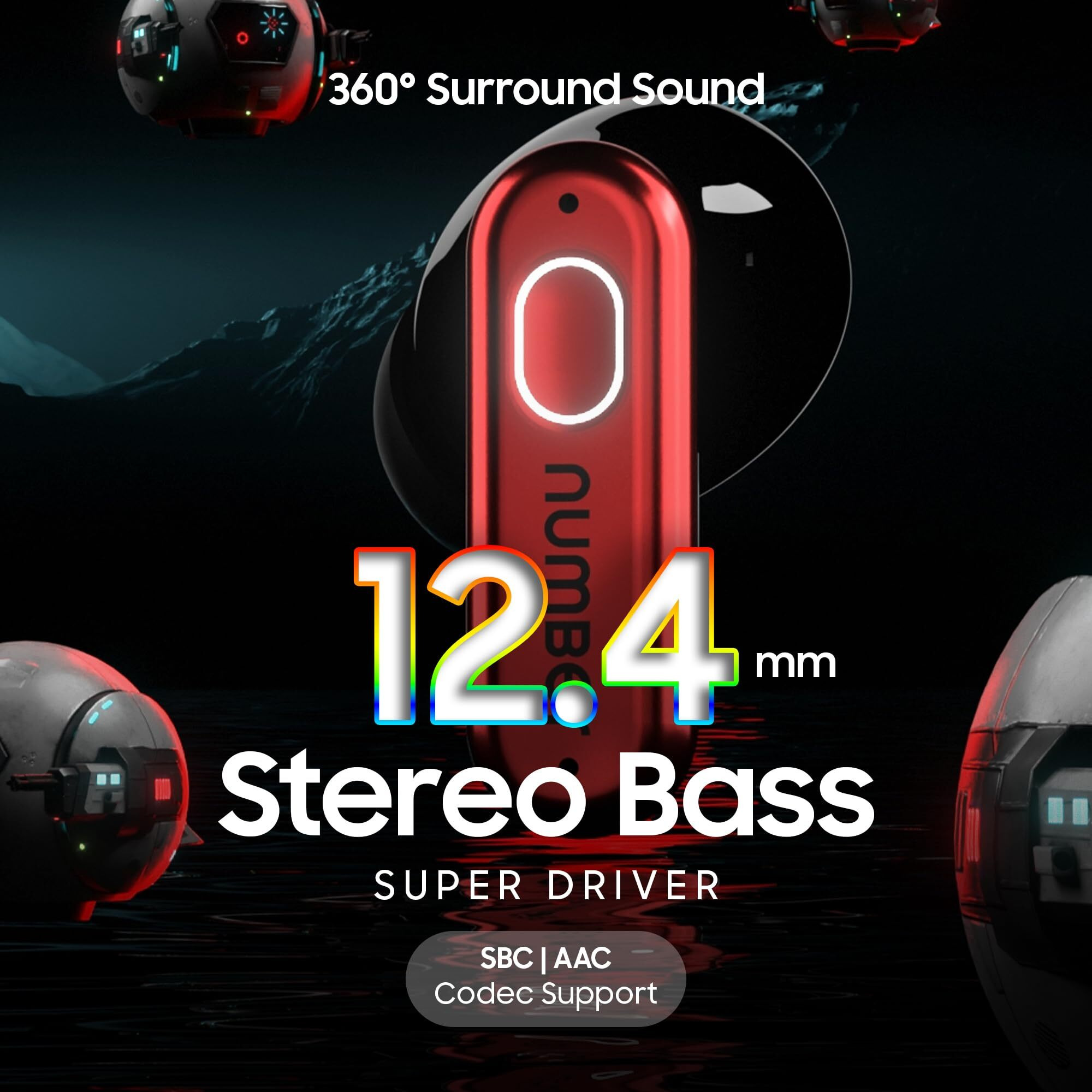 numBer Super Buds 999 ANC Truly Wireless in Ear Earbuds with 40db Active Noise Cancellation, 55H Playtime, Dual Pairing Ear Buds, 35ms Low Latency, 12.4mm Speakers, 4Mic ENC, BT5.3, IPX5 (Steel Black)