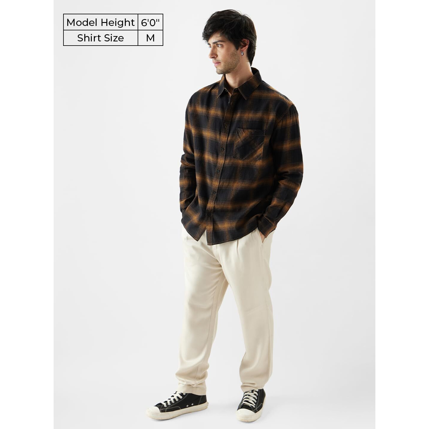 The Souled Store Plaid Brown Mustard and Black Men Relaxed Shirts