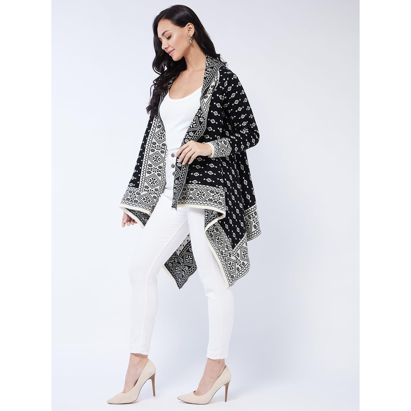 Modeve Women Casual Black Shrug for Winter