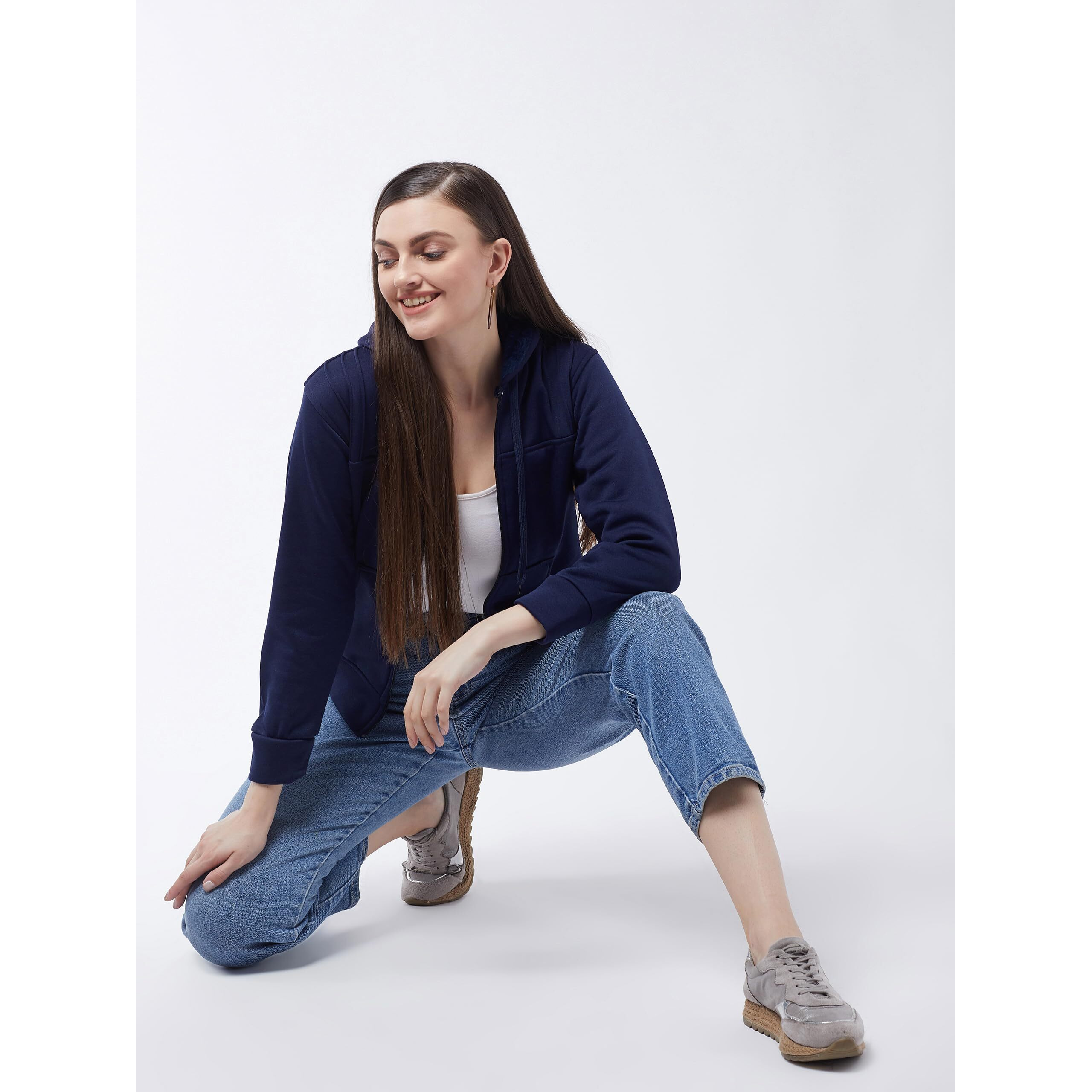 PIVL Women Solid Hooded Jacket For Winter