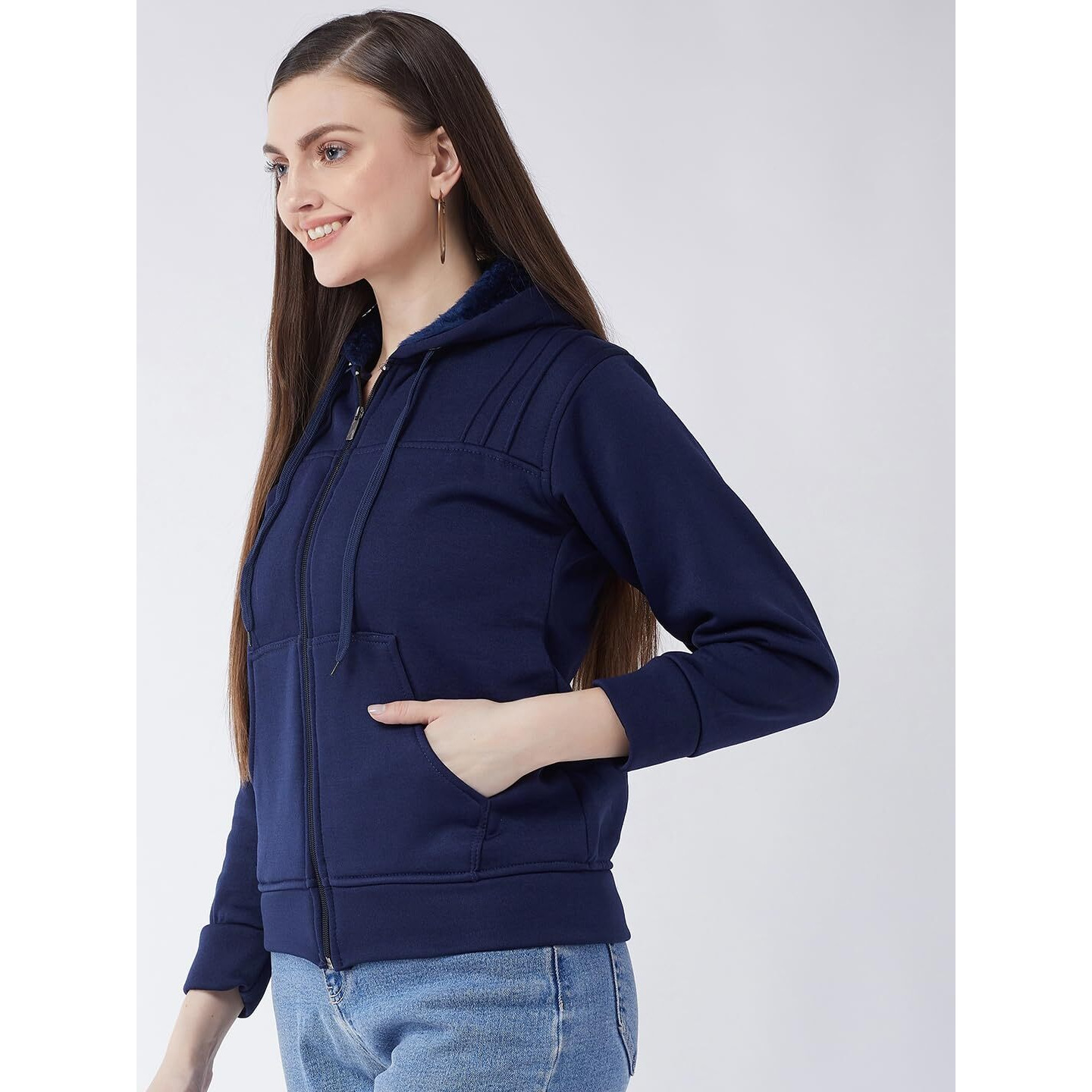PIVL Women Solid Hooded Jacket For Winter