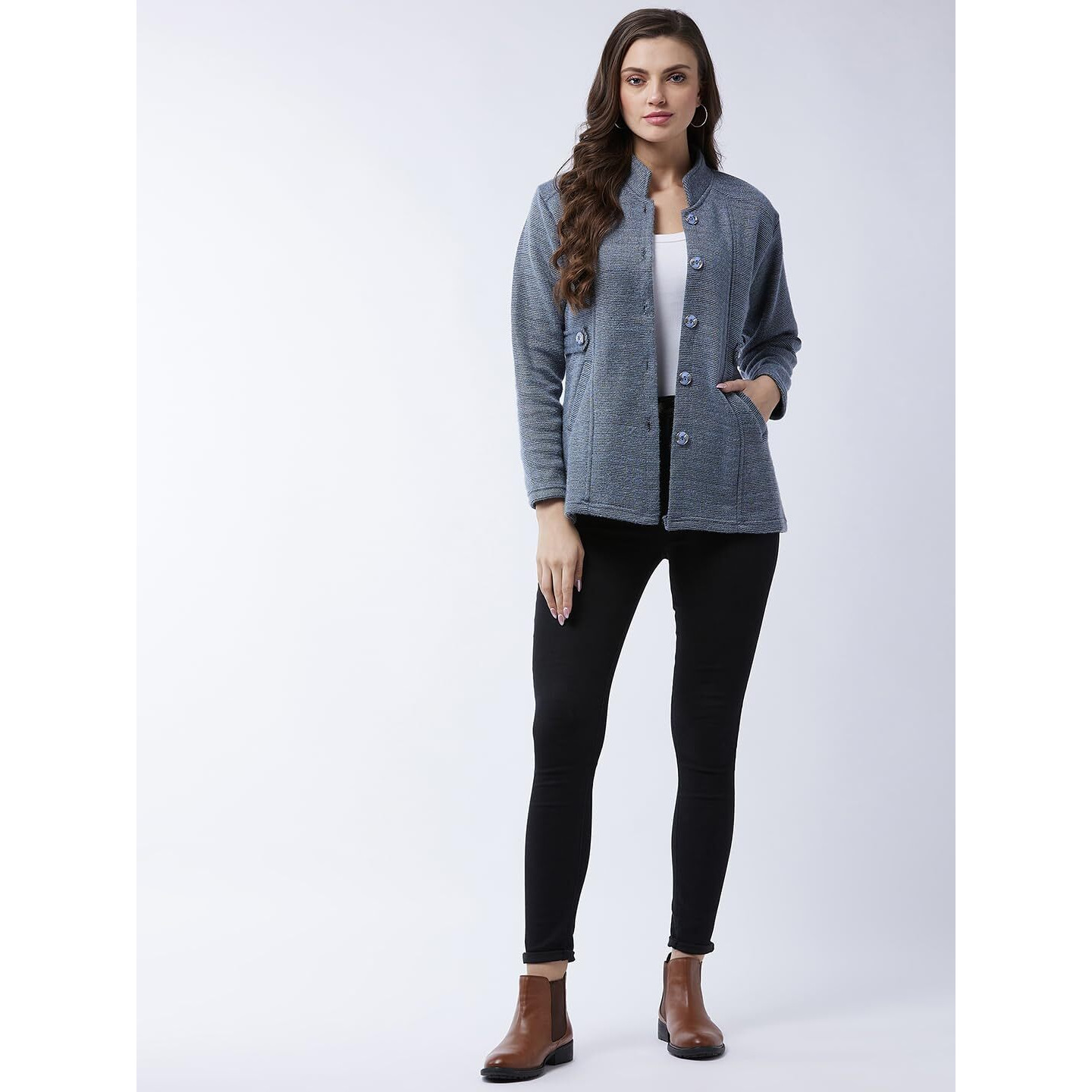 PIVL Women's Long Acrylic Blend Sweater for Winter_Grey_2XL||Winterwear||