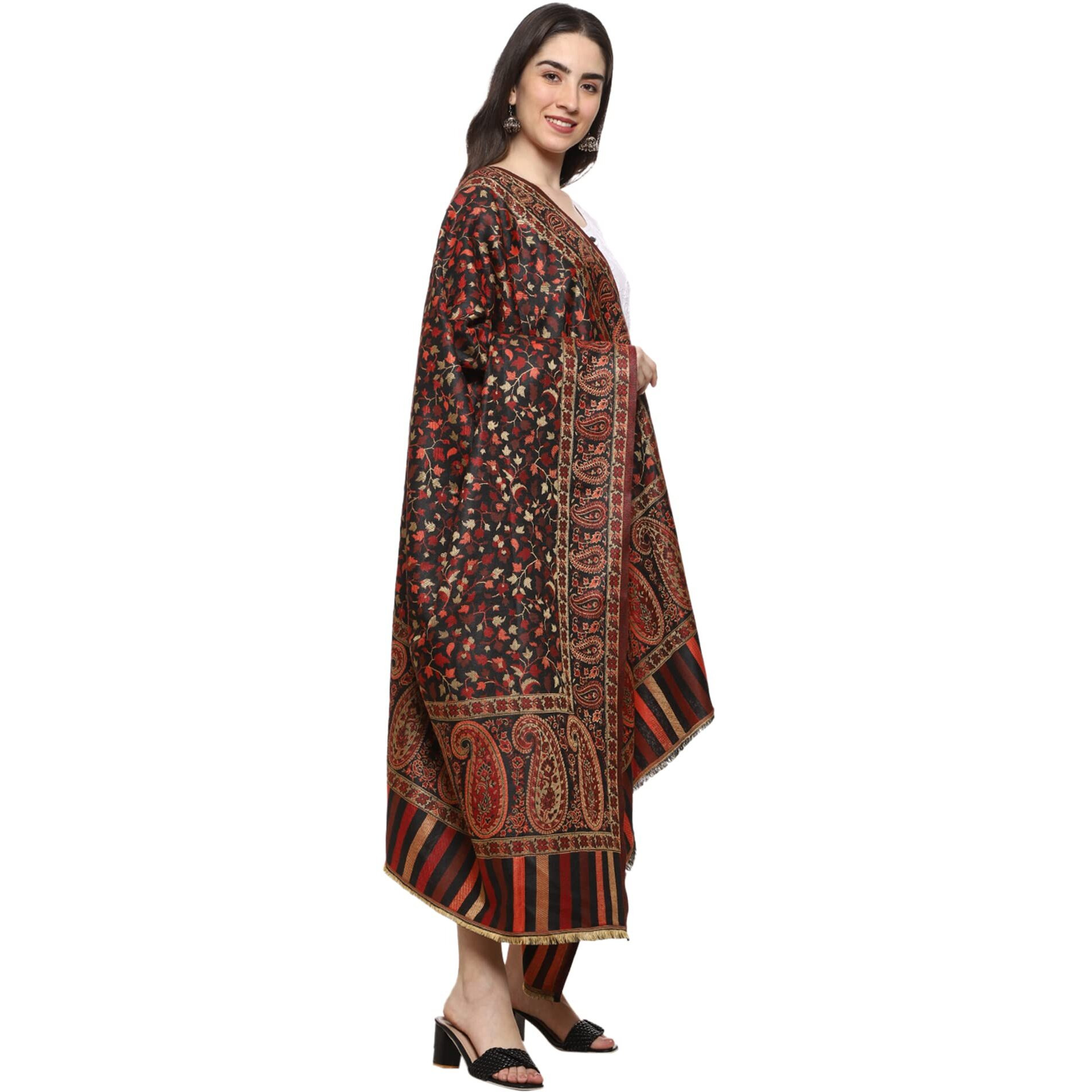 Weavers Villa Women's Kashmiri Woven Acro Wool Paisley Kani Ladies Shawl, 100cm x 200cm