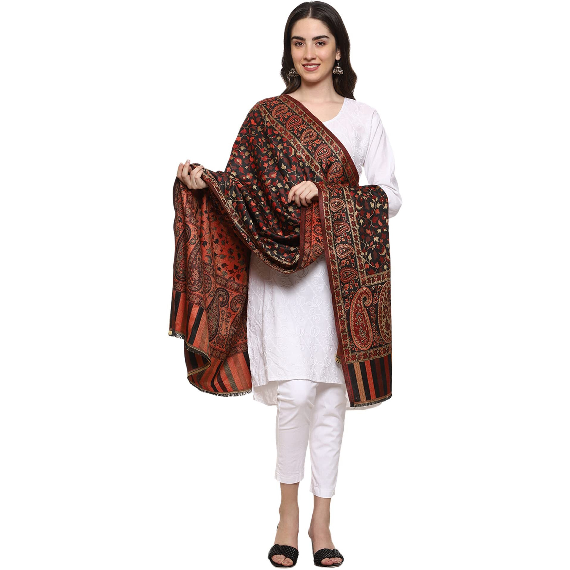 Weavers Villa Women's Kashmiri Woven Acro Wool Paisley Kani Ladies Shawl, 100cm x 200cm