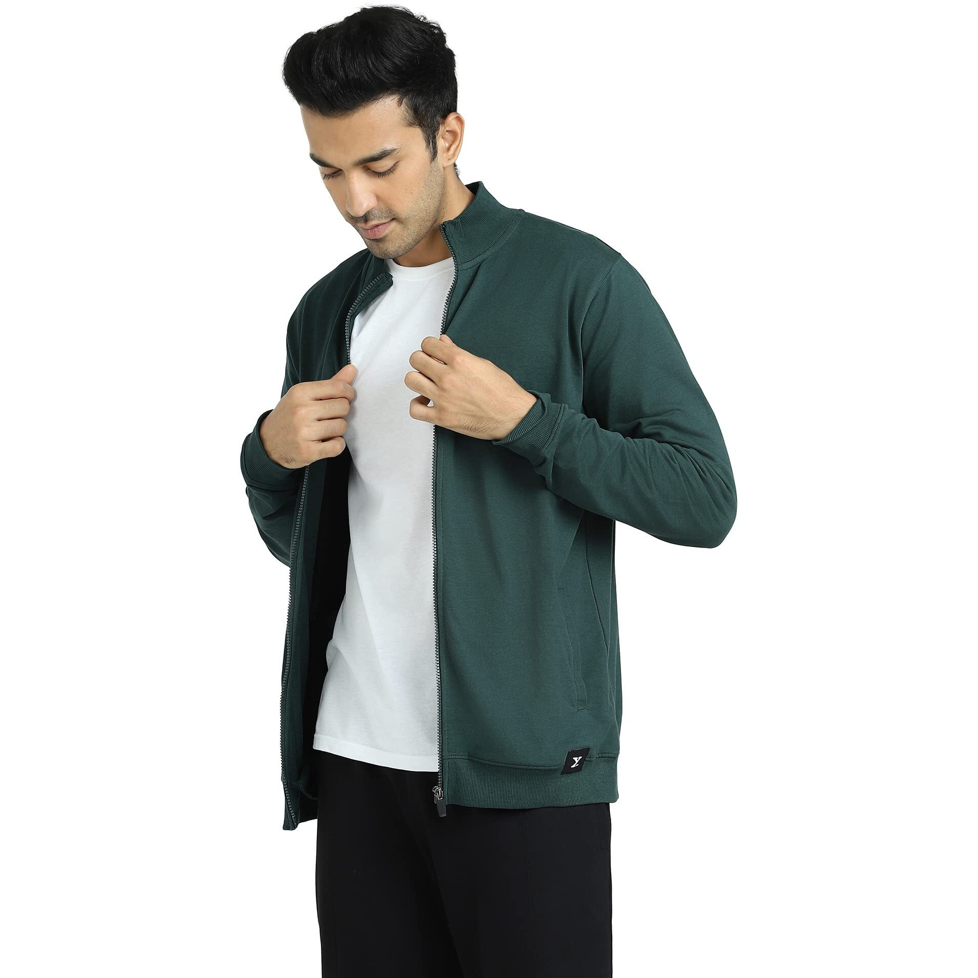 XYXX Cruze French Terry Cotton Zip-Up Jacket (XL Forest Green)