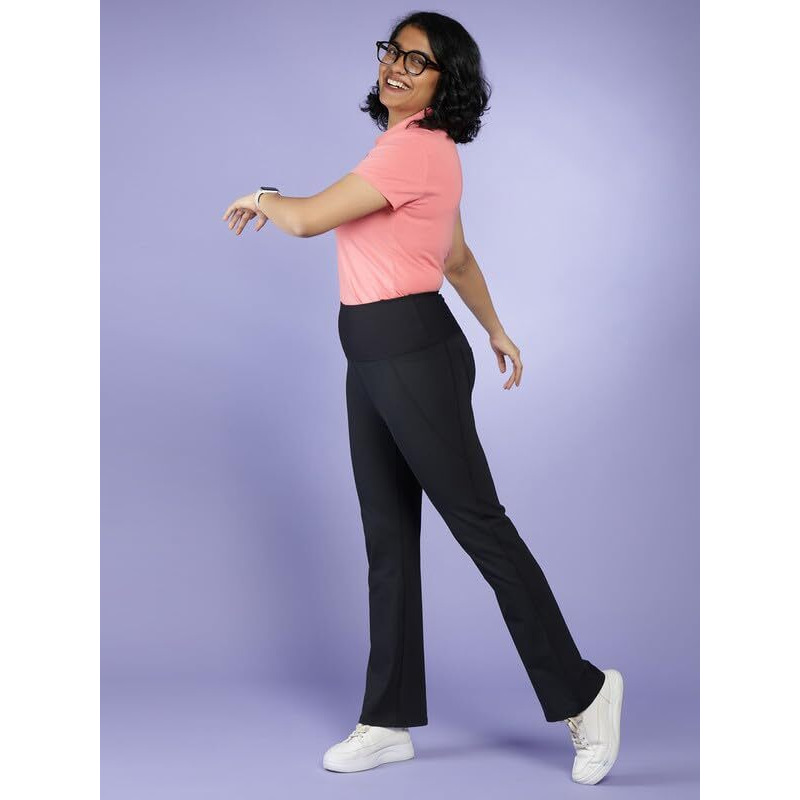 BlissClub Women The Ultimate Flare Pants with 4 Pockets - Tall | Above 5.5" | High Waisted Flared Pants | Polyester