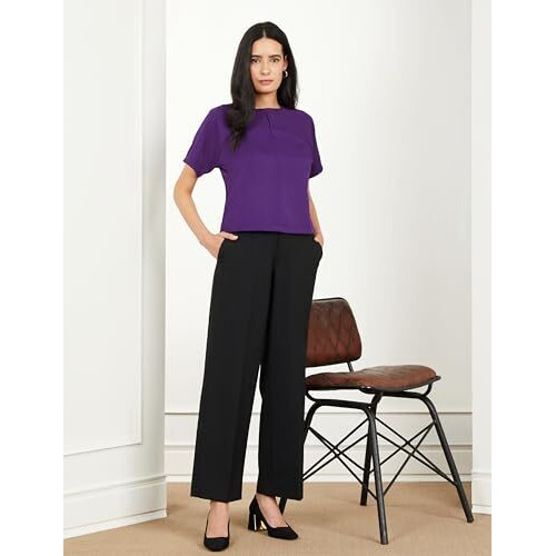 Symbol Premium Women's Relaxed Business Casual Pants (SBP-SS24-WTR-710_Black_34)