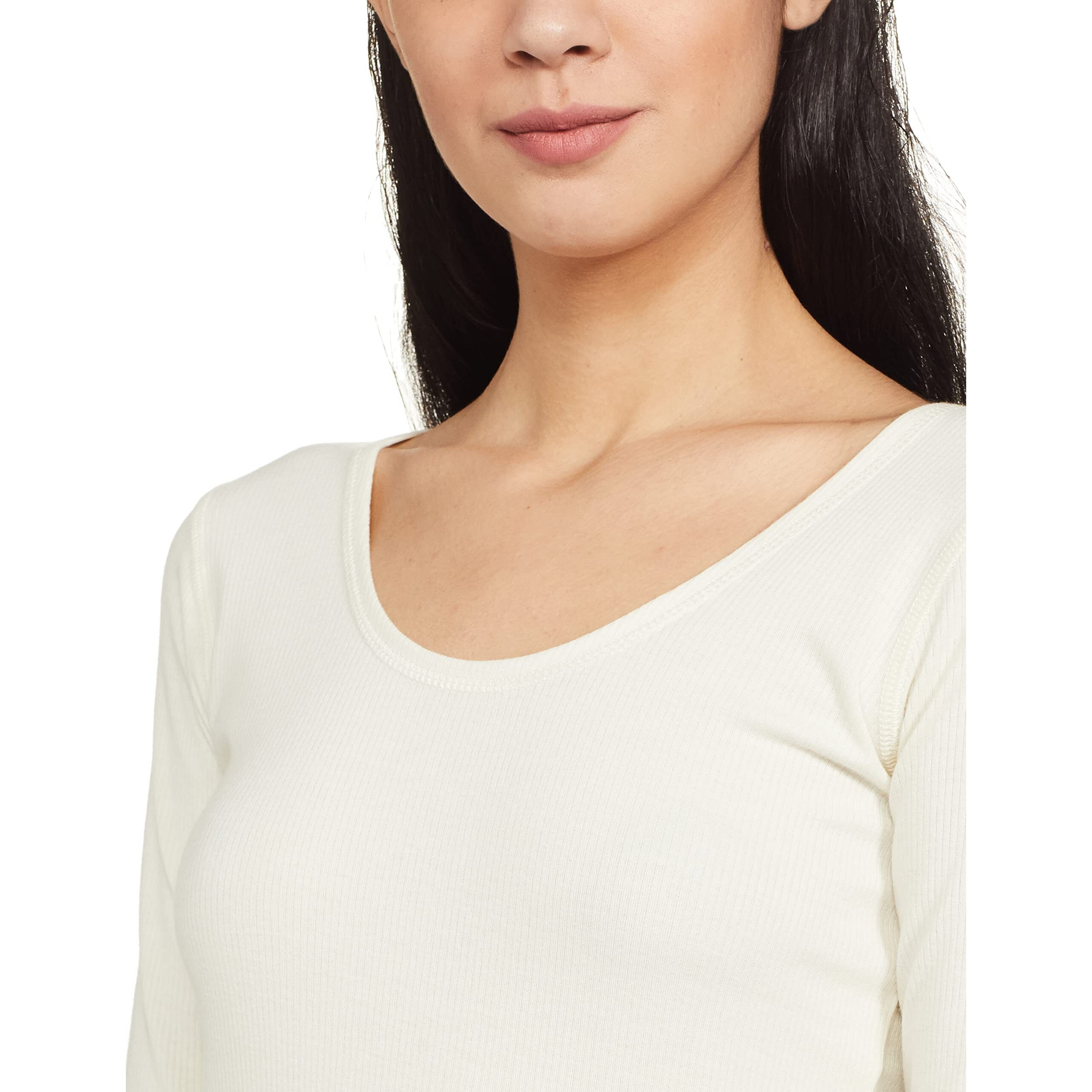Amazon Brand - Symbol Women's Casual Slim Fit Thermal Top (SB-AW21-THTOP_Dk Grey & Ecru_L)