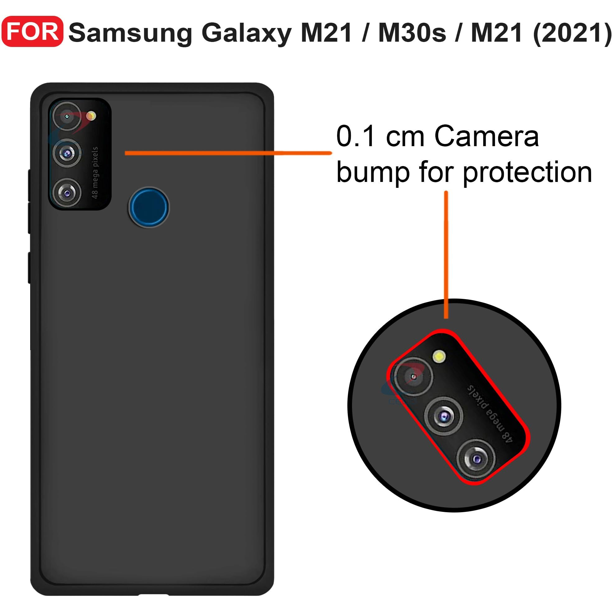 CEDO Samsung Galaxy M21 / M30s / M21 (2021) Edition Back Cover | Camera Bump Protection & Ultra Slim | Matte Soft Silicon Shock Proof Rubberised Back Case Cover (Black)