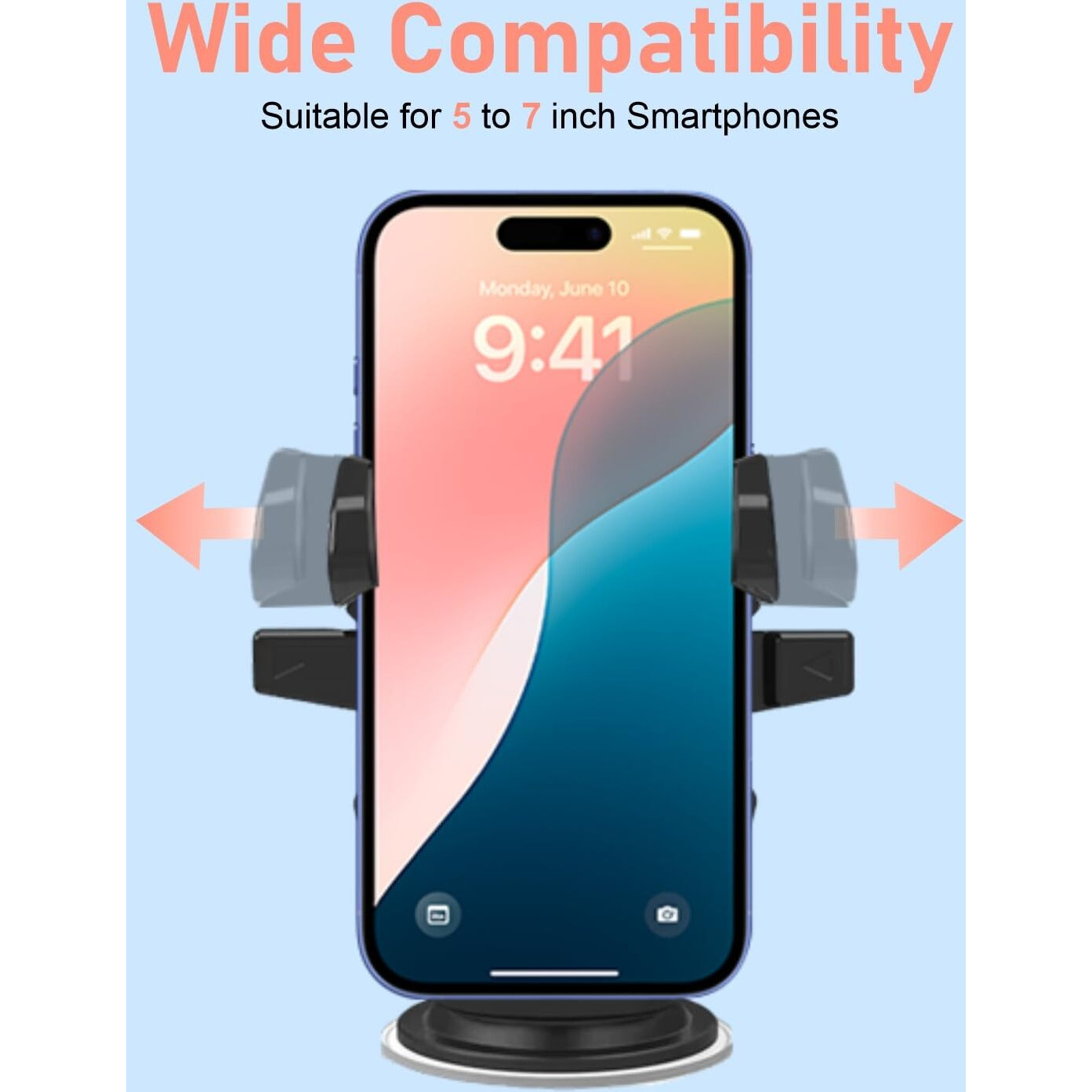 HUMBLE Universal Mobile Holder for Car Windshield/Dashboard with One Touch Technology Phone Stand for Car, Extendable Arm & Long Neck, Strong Suction Base Mobile Stand/Car Mount-(Black)