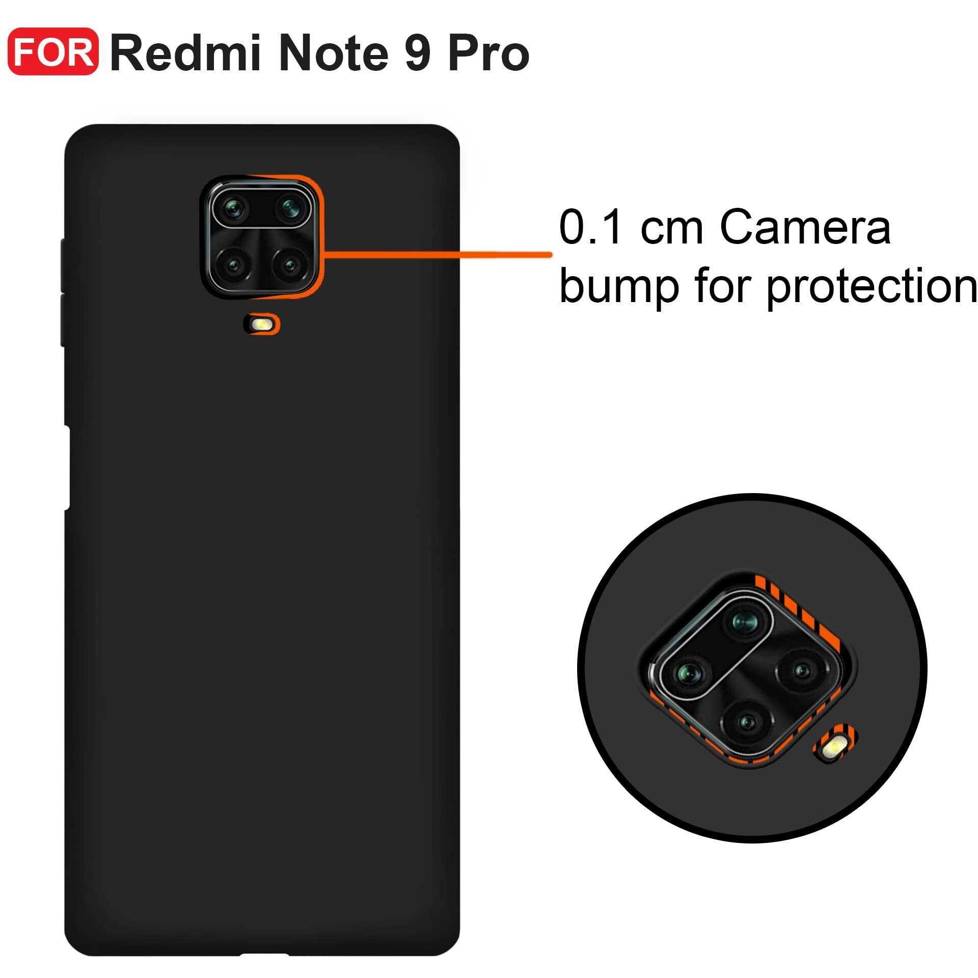 CEDO Redmi Note 9 Pro/Note 9 Pro Max/Note 10 Lite Back Cover | Camera Bump Protection & Ultra Slim | Matte Soft Silicon Shock Proof Rubberised Back Case Cover (Black)