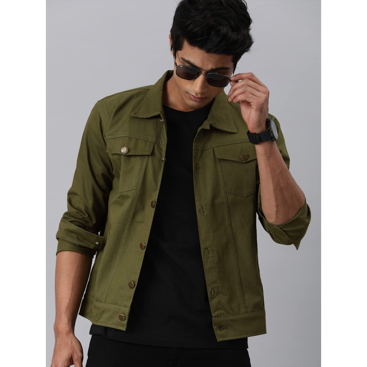 VOXATI Men's Denim Jacket kjt210new-l_Olive_L