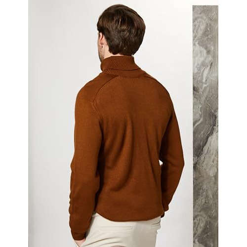 Amazon Brand - Symbol Men's Acrylic Turtle Neck Pullover Sweater (SYM-A23-SWT-08_Ginger,Cable_3XL)