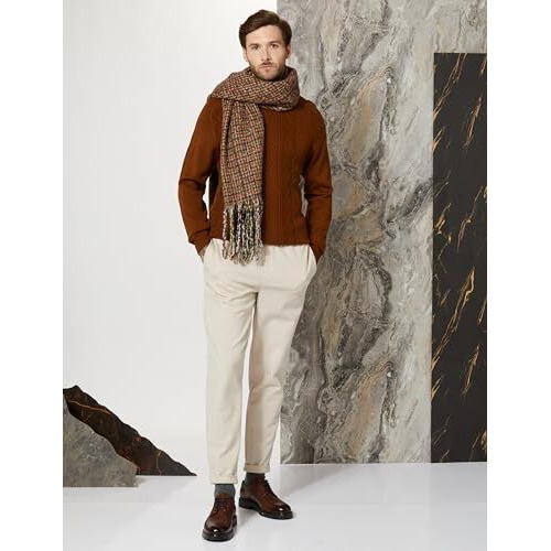 Amazon Brand - Symbol Men's Acrylic Turtle Neck Pullover Sweater (SYM-A23-SWT-08_Ginger,Cable_3XL)