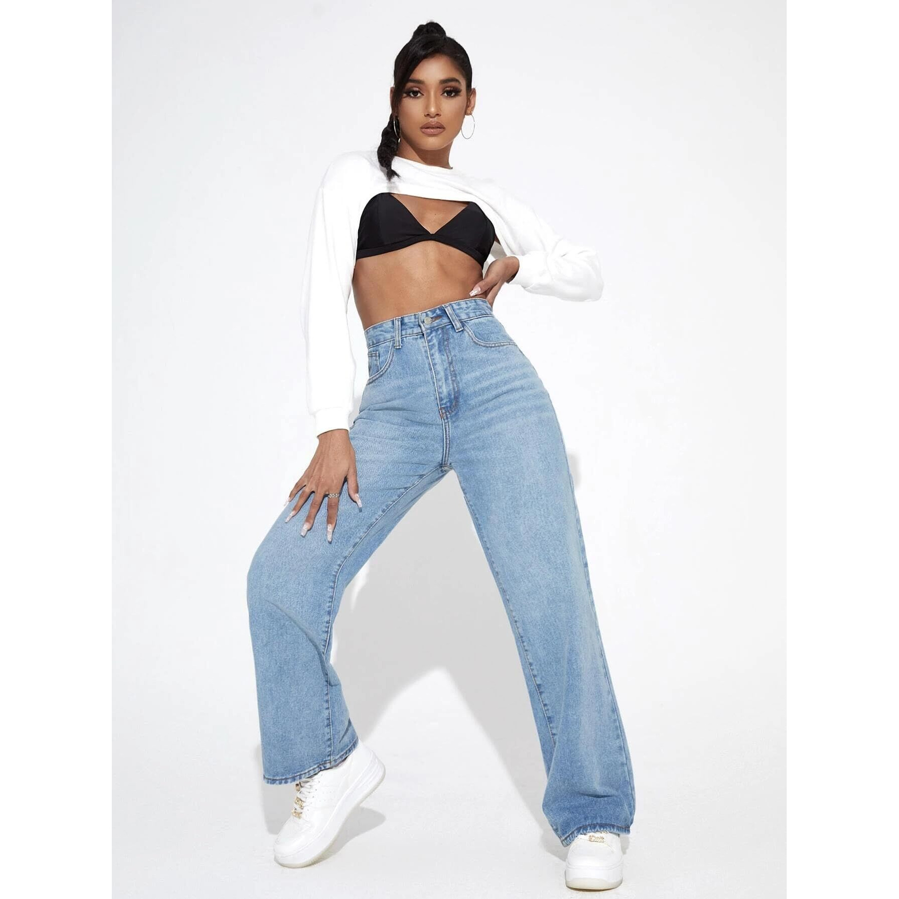 GRECIILOOKS Womens Modern Denim Regular Fit Jeans (Sky, 30)