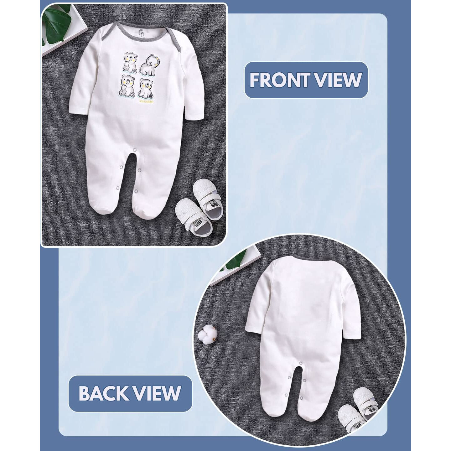 BabyGo Baby Romper 100% Cotton Rompers for New Born Baby|Sleepsuits for Baby Boys & Girls |Onesies| Infant Clothes|MELLANGE| 0-3M| 3-6M| 6-9M| Pack of 2