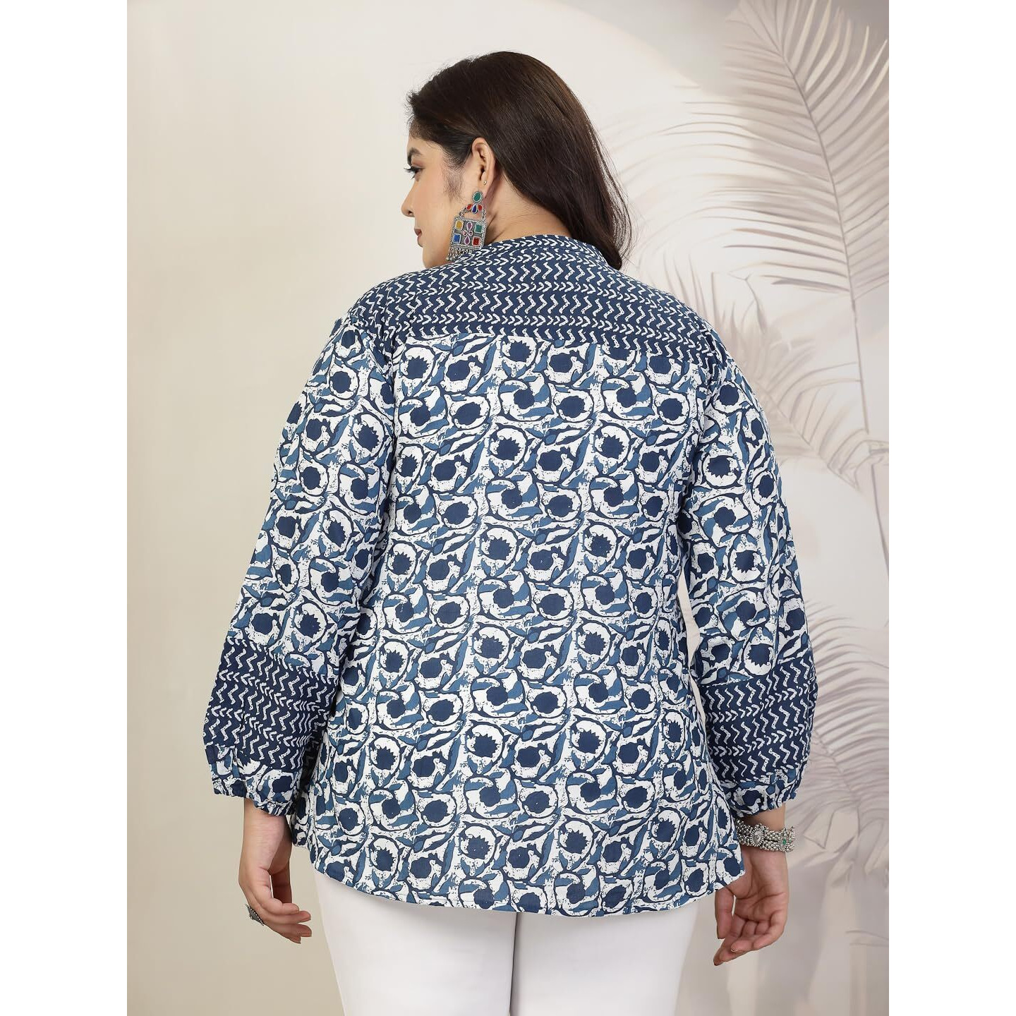 Stylum Plus Size Women Floral Printed Cotton Top (TOPVENUSPLUS50_Navy Blue, 5XL)