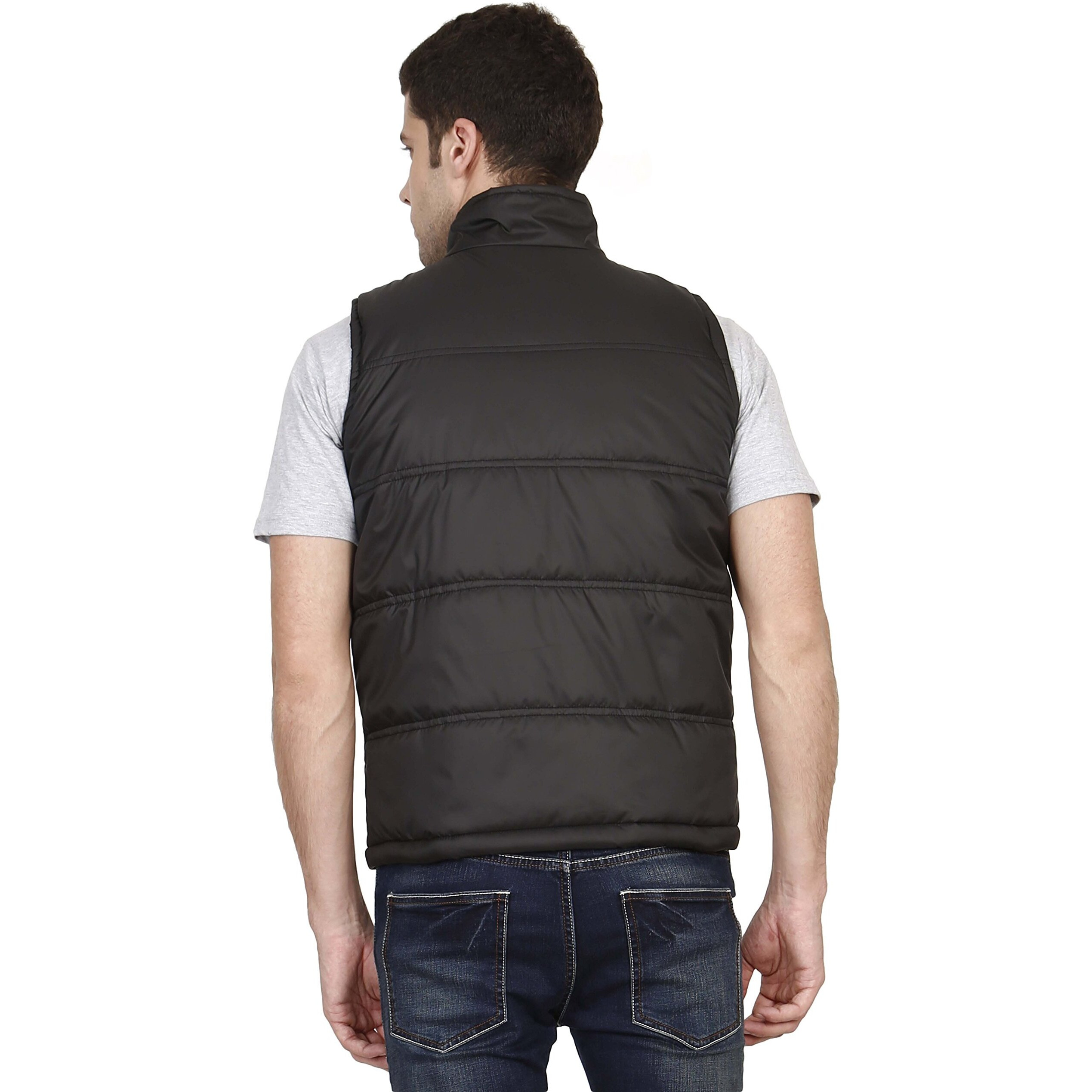OJASS Polyester Men's Down Sleeveless Jacket Black- Standard Length, Xl