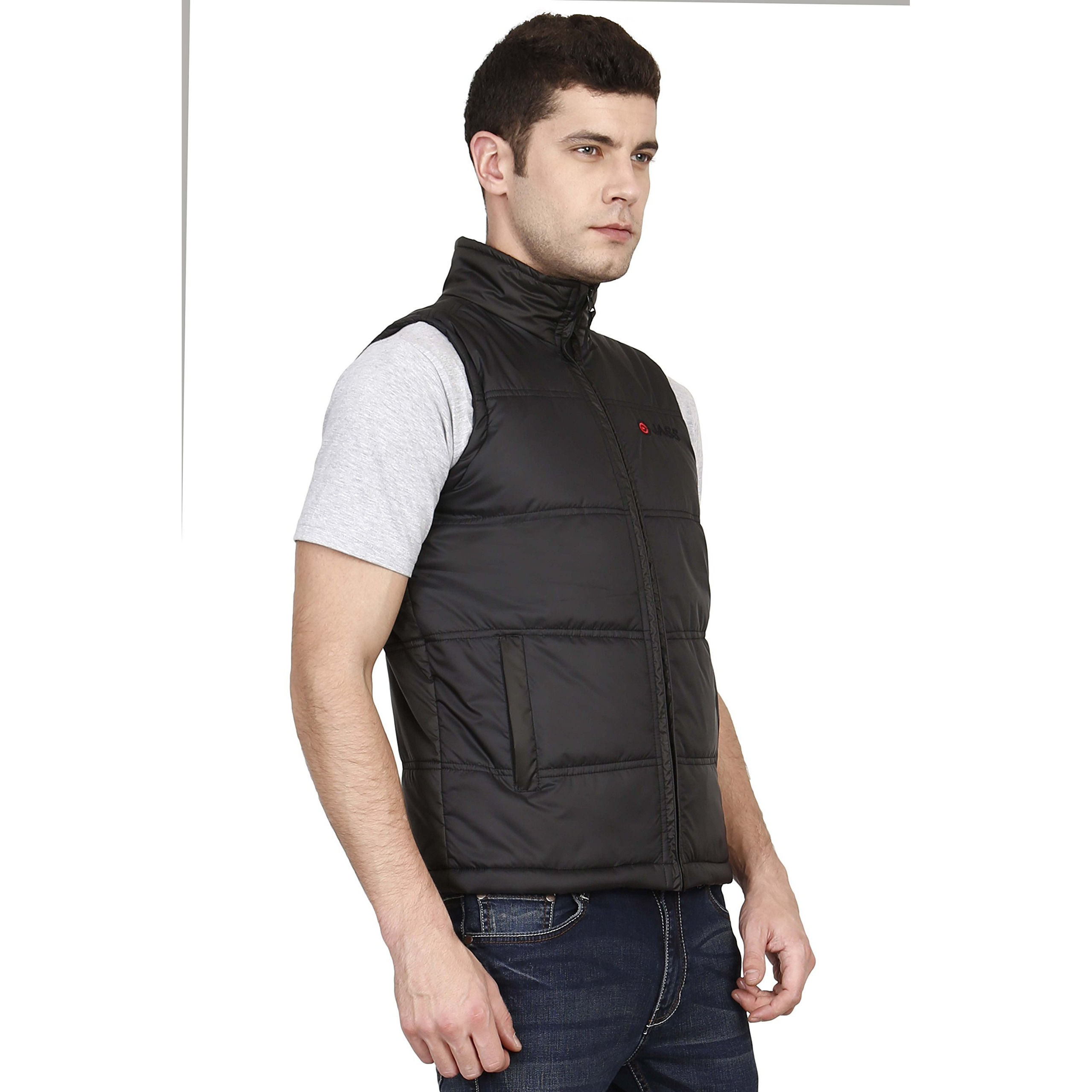 OJASS Polyester Men's Down Sleeveless Jacket Black- Standard Length, Xl