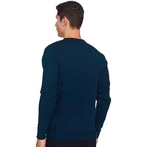 Amazon Brand - Symbol Men's Acrylic Crew Neck Sweater (SWR-SY-AW21-03_Dk Teal_L)