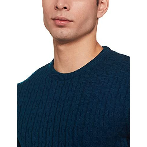 Amazon Brand - Symbol Men's Acrylic Crew Neck Sweater (SWR-SY-AW21-03_Dk Teal_L)