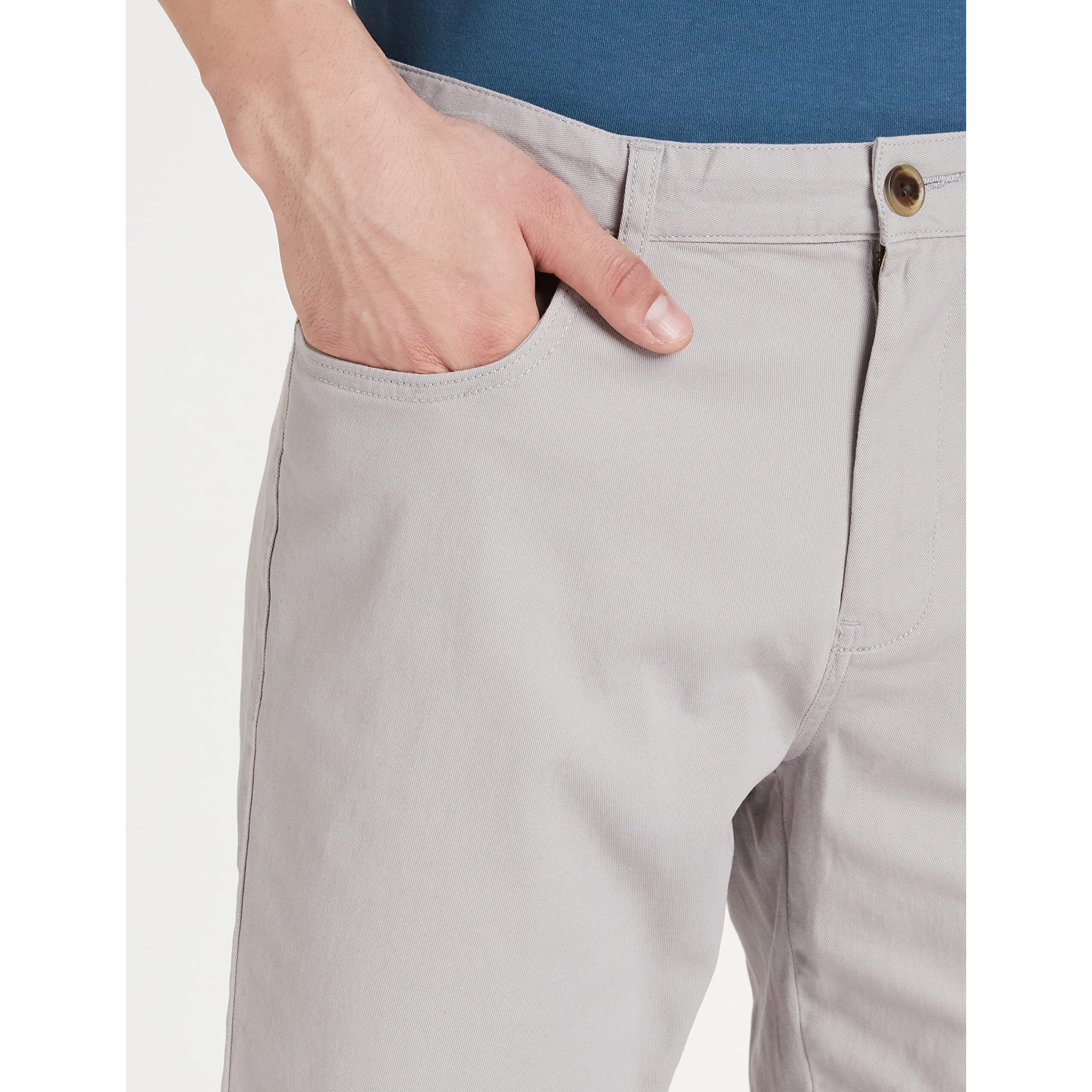 Amazon Brand - Symbol Men's Regular Fit Cotton Stretchable Shorts (AW19-SHR-ESS-04_Light Grey_32)