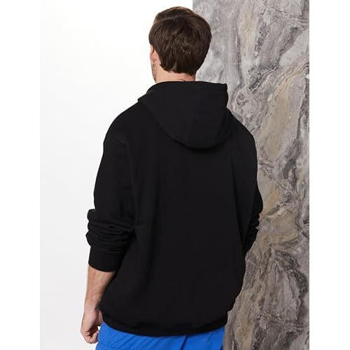Amazon Brand - Symbol Men's Regular Cotton Blend Neck Hooded Sweatshirt (AW18MNSSW02E_Black_2XL)