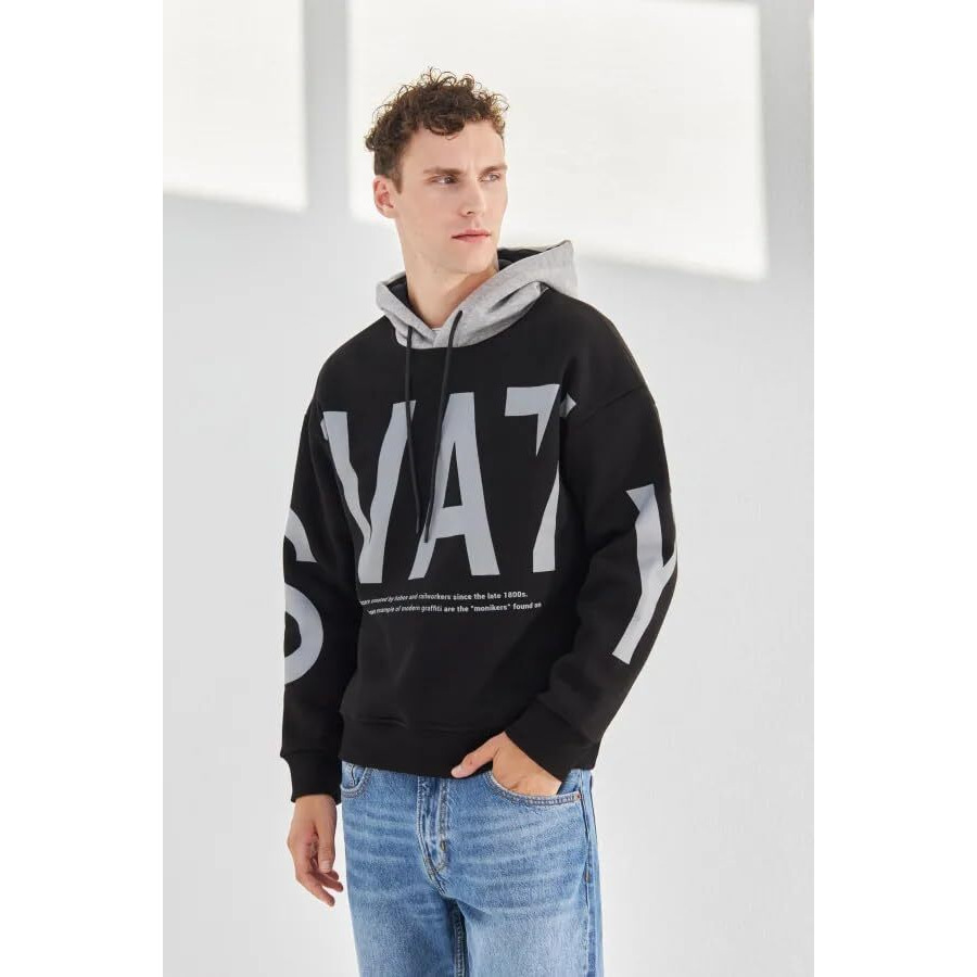 TAGAS Men's Fleece Round Neck Regular Fit Sweatshirt (MH-8011-BLACK-M_Black_Medium)