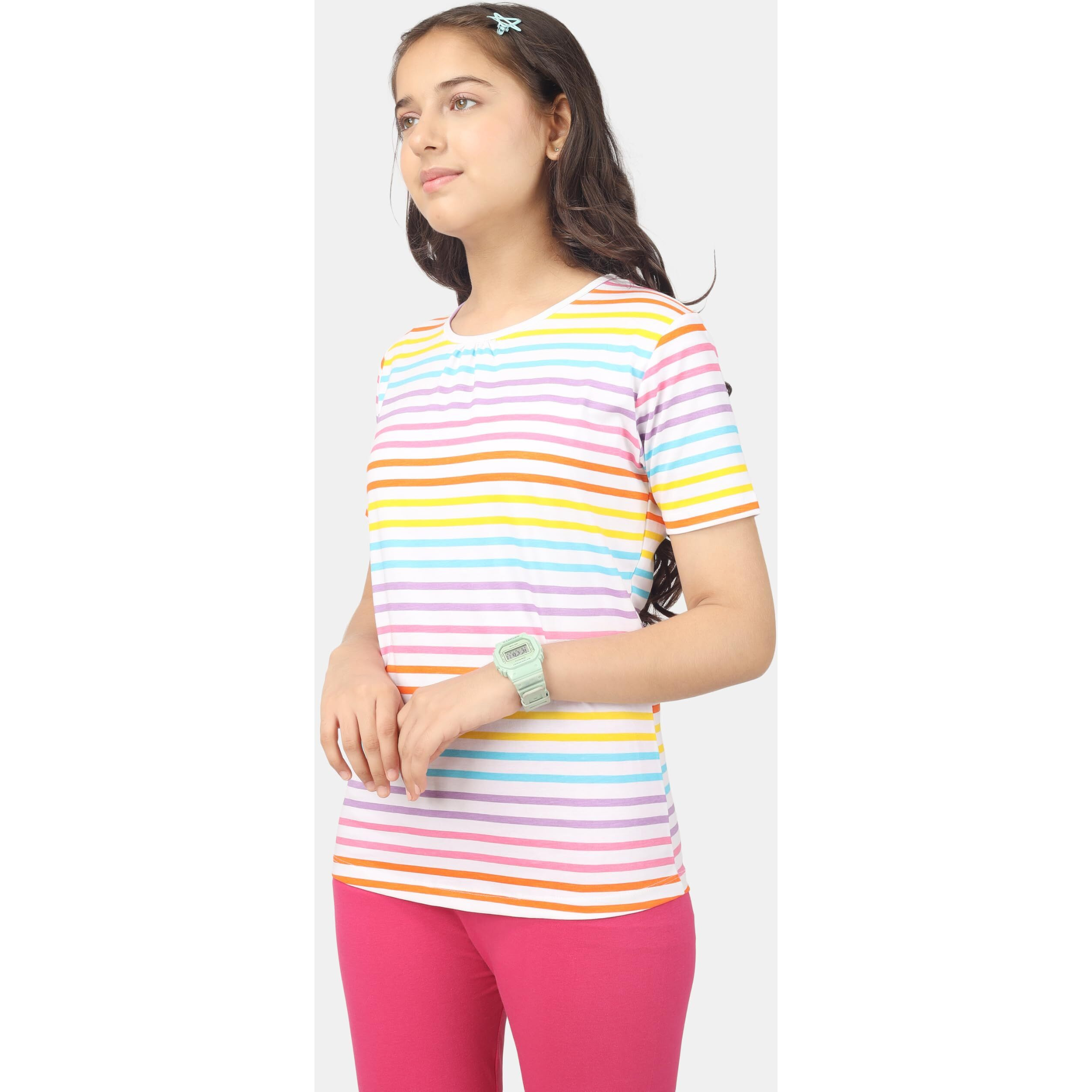 KYDA KIDS Antibacterial Girl's Cotton Tshirt 13-14 Year Purple