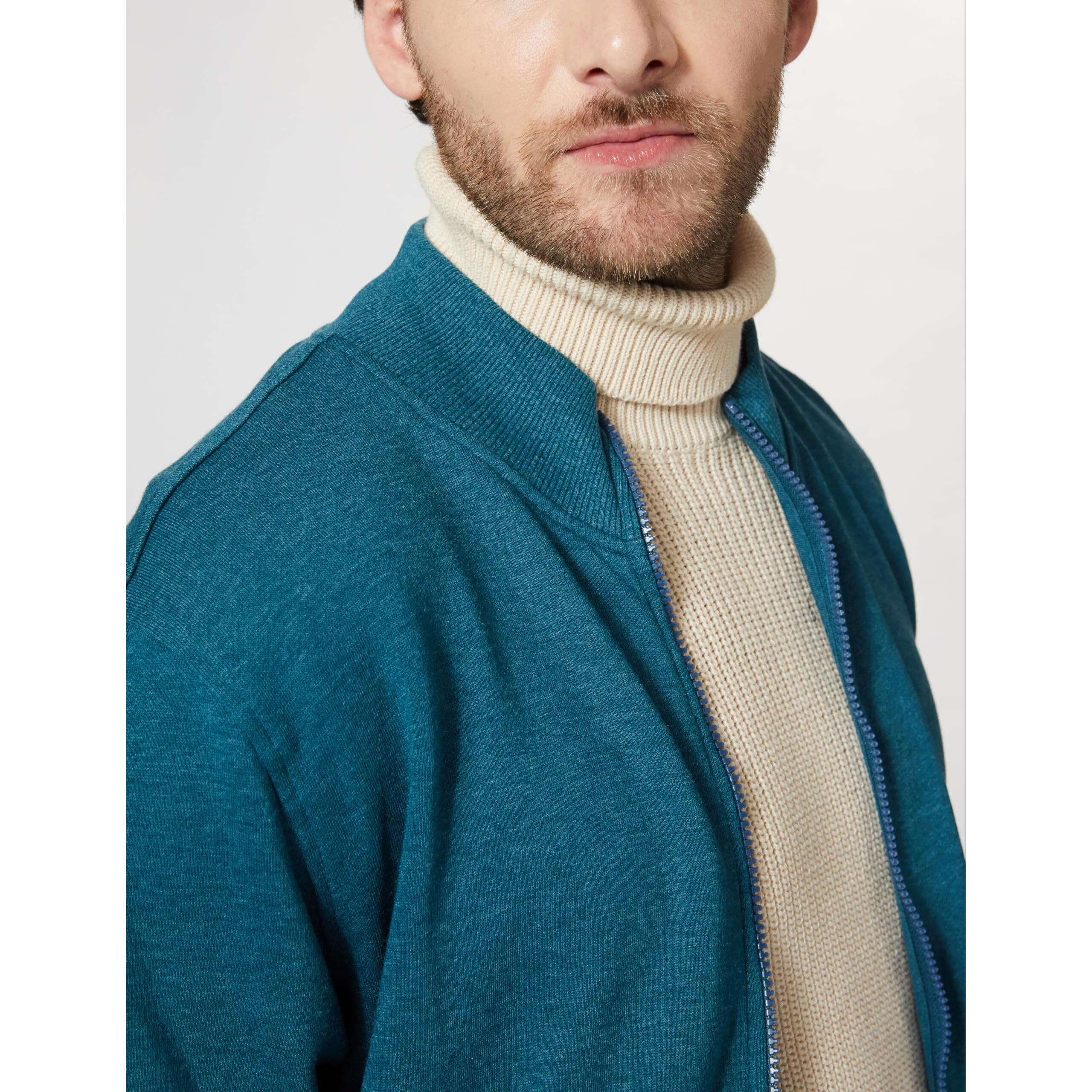Amazon Brand - Symbol Men's Cotton Blend High Neck Fleece Sweatshirt Fog Teal Mel M