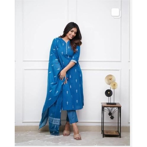 FABNEX Kurta Set for Women | Women Kurta Set with Dupatta | Women Kurta Sets Kurtis | Women Kurta Pant Set (K-94-95) (in, Alpha, L, Regular, Blue)