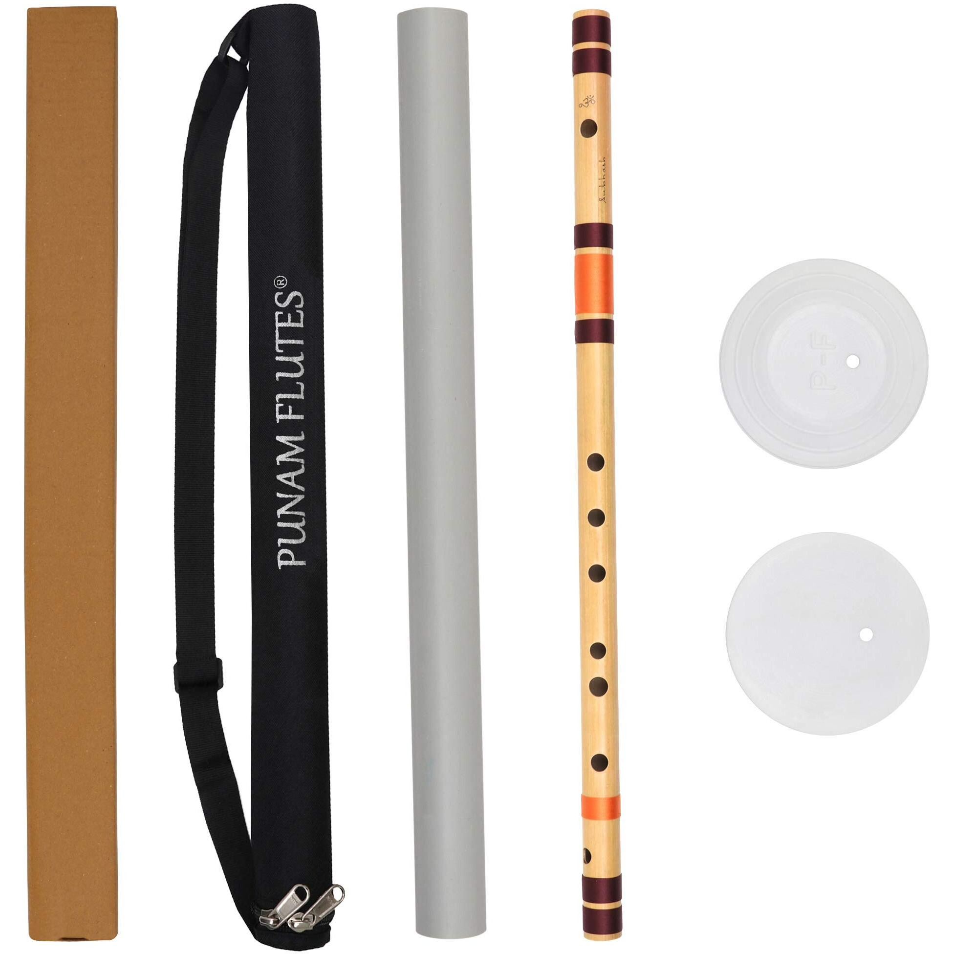 Punam Flutes A Natural Base Right Hand Bamboo Flute/Bansuri Size 22.8 Inches