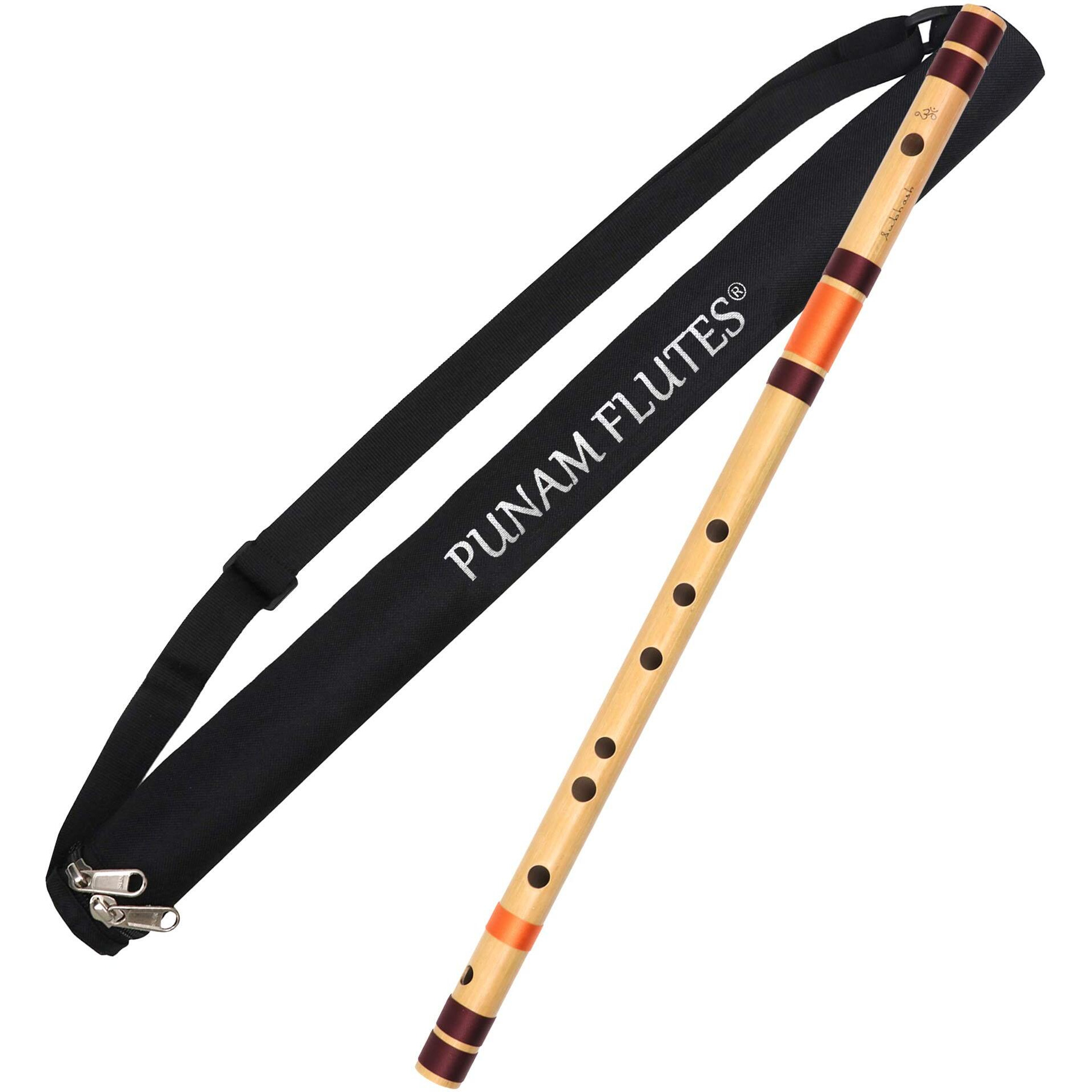 Punam Flutes A Natural Base Right Hand Bamboo Flute/Bansuri Size 22.8 Inches