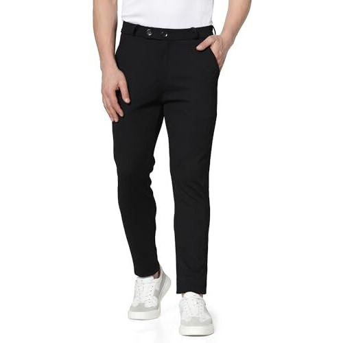 TOPLOT Men's Formal Trousers || Slim Fit Men's Wear Trousers || Stretchable Formal Pant Trousers || Trouser for Men (Formal-5068-Black-34)
