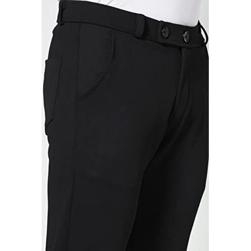 TOPLOT Men's Formal Trousers || Slim Fit Men's Wear Trousers || Stretchable Formal Pant Trousers || Trouser for Men (Formal-5068-Black-34)