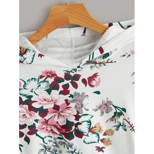 TOPLOT Women's Wool Blend Printed Hoodie with Hooded Neck & Full Sleeve (Hoodie-5132-Flower-S)