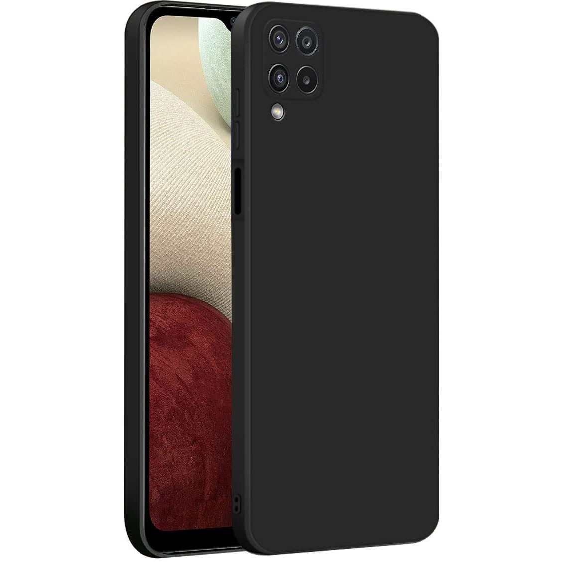 LIRAMARK Silicone Soft Back Cover Case for Samsung Galaxy A12 / M12 / F12 (Black)
