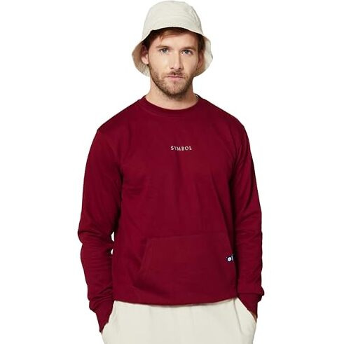 Amazon Brand - Symbol Men's Cotton Blend Crew Neck Sweatshirt(SY-A22-SW-16_Vintage Maroon_M_Vintage Maroon_M)