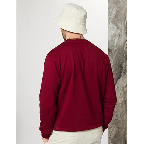 Amazon Brand - Symbol Men's Cotton Blend Crew Neck Sweatshirt(SY-A22-SW-16_Vintage Maroon_M_Vintage Maroon_M)