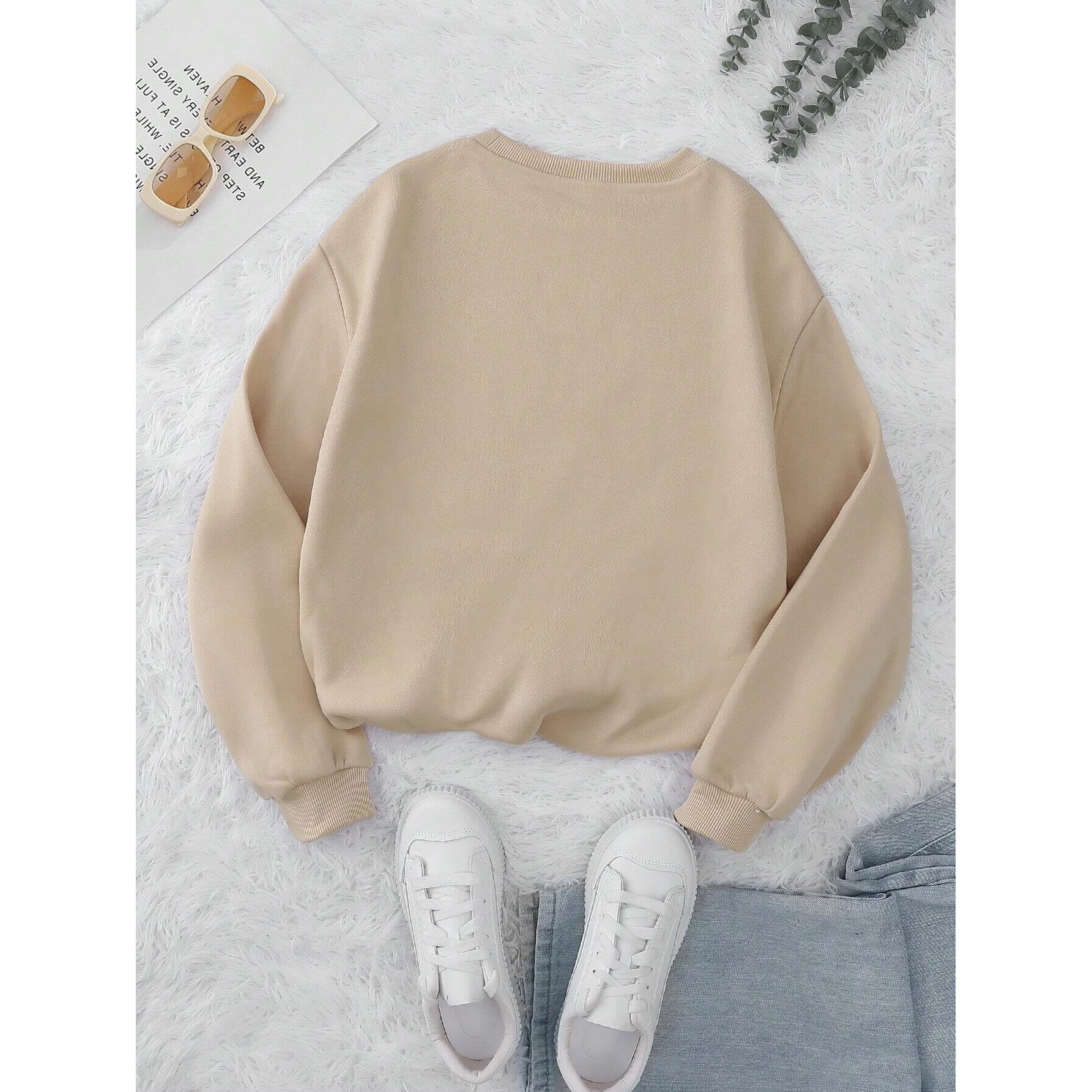 TAGAS Women's Fleece Hooded Neck Regular Fit Sweatshirt (WSS-1-BEIGE- Beige, X_Large)
