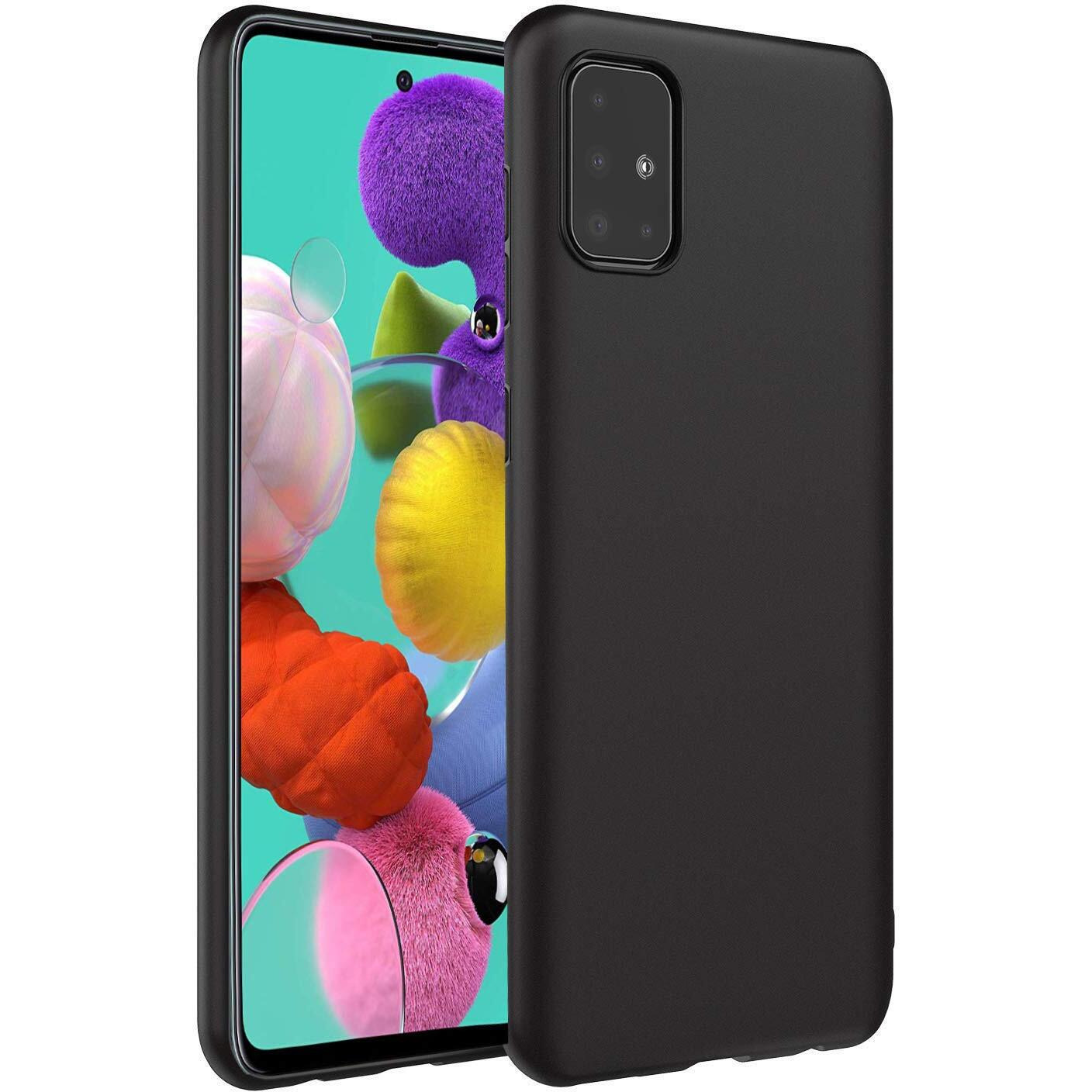 CEDO Samsung Galaxy A51 Back Cover | Camera Bump Protection & Ultra Slim | Matte Soft Silicon Shock Proof Rubberised Back Case Cover (Black)